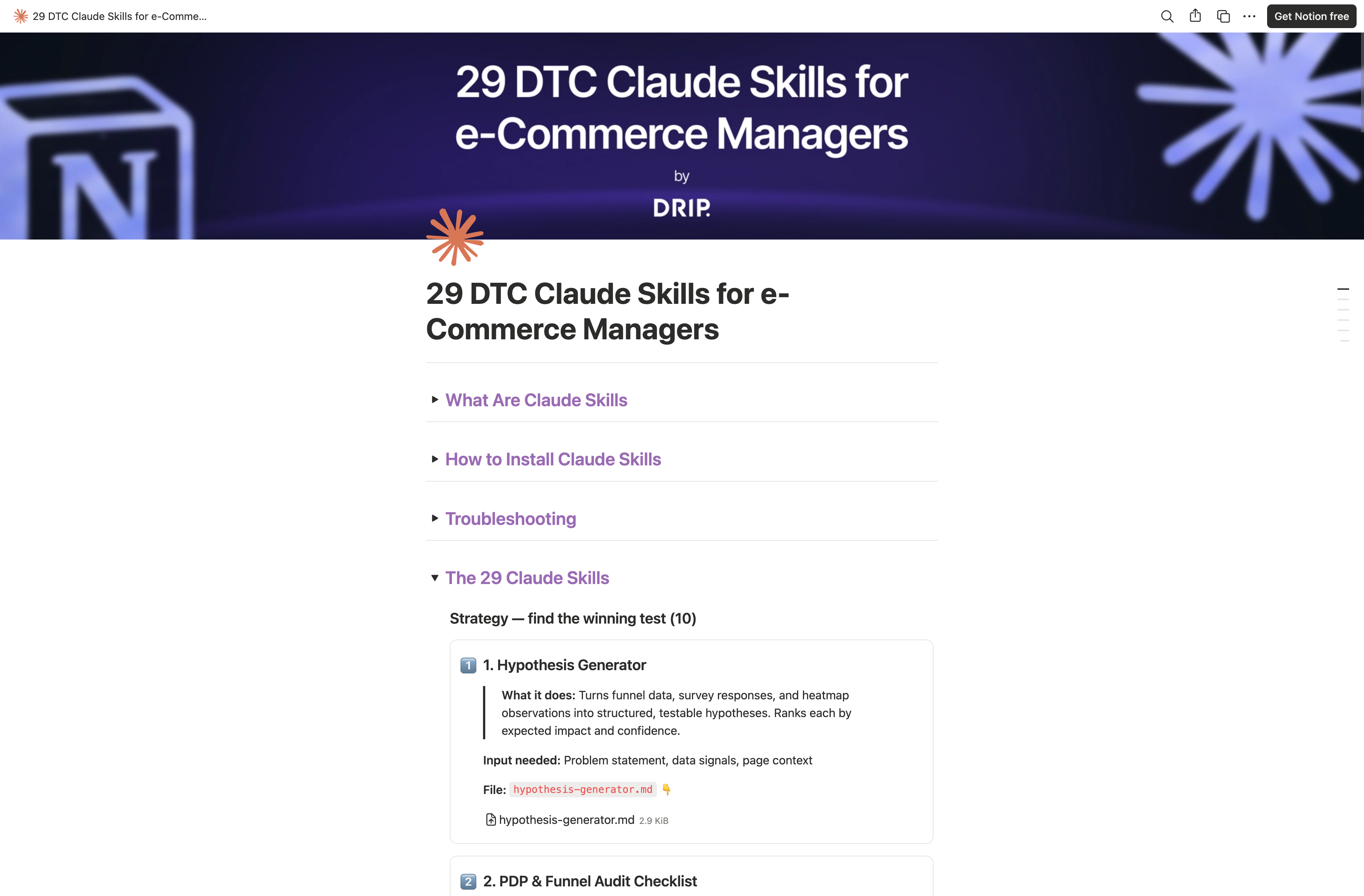 29 DTC Claude Skills for e-Commerce Managers