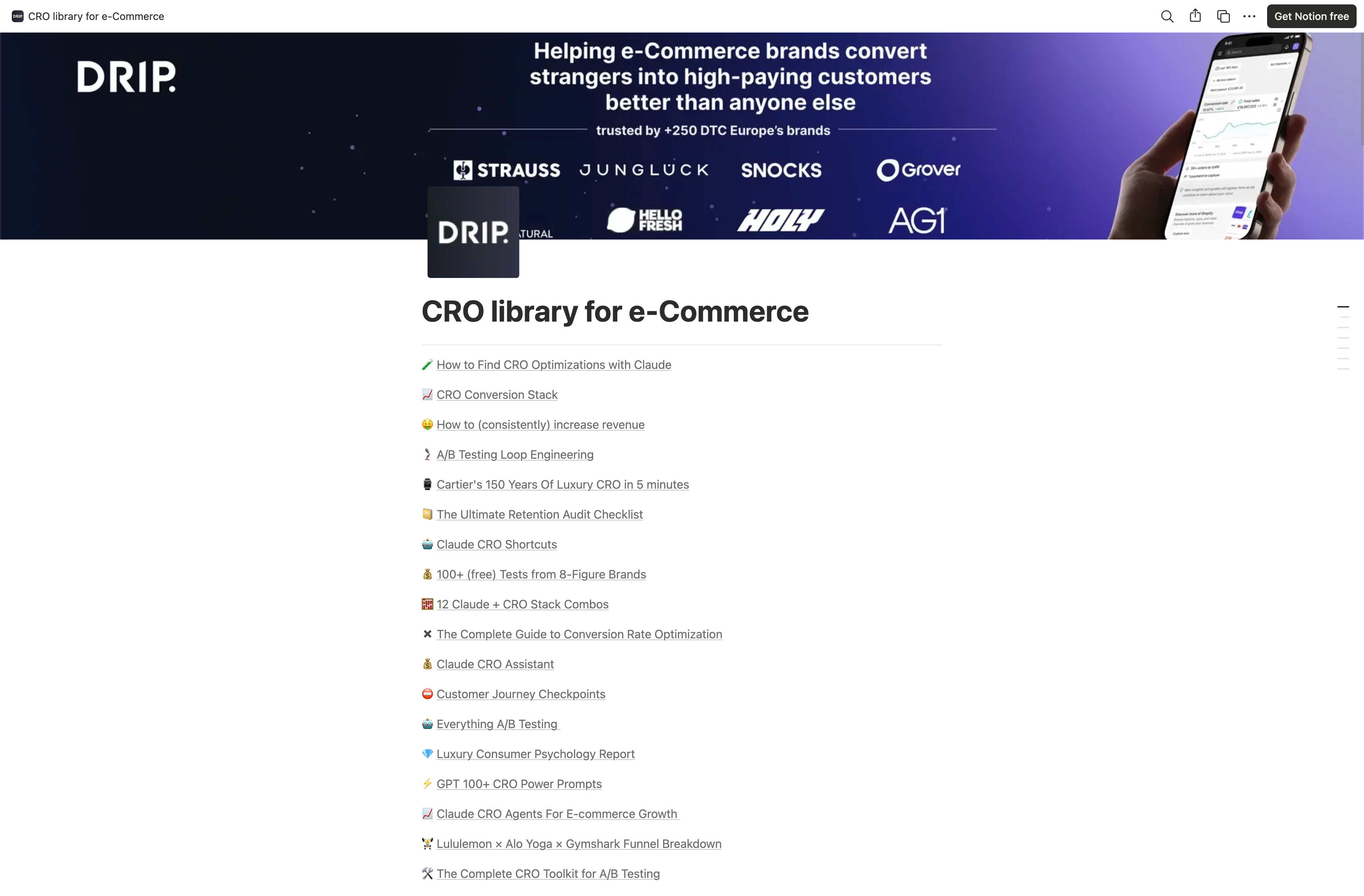 CRO library for e-Commerce