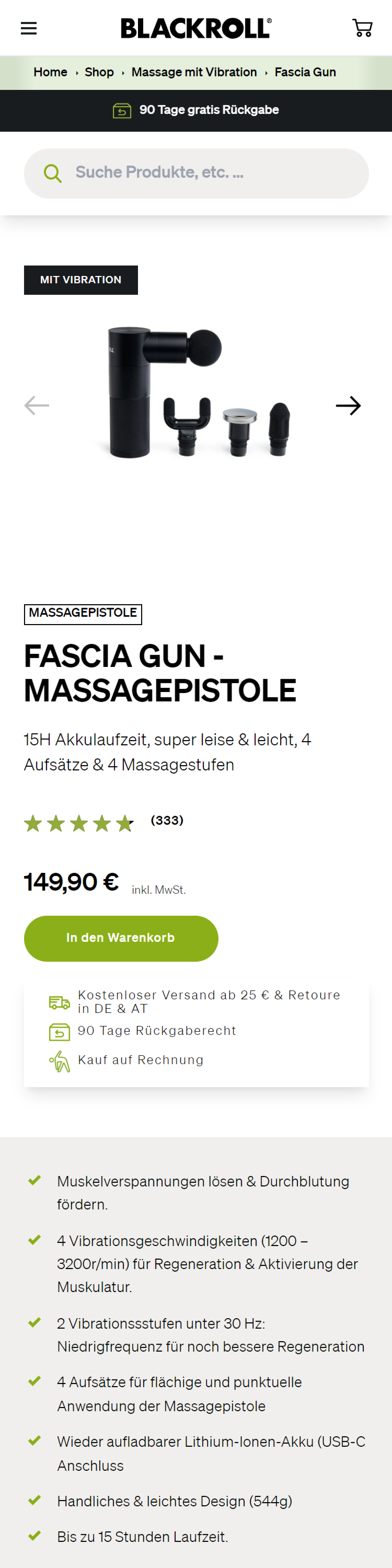 Blackroll fascia gun PDP control before USP section