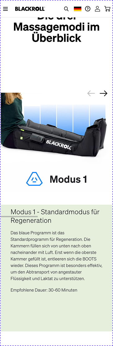 Blackroll Recovery Boots mode slider control