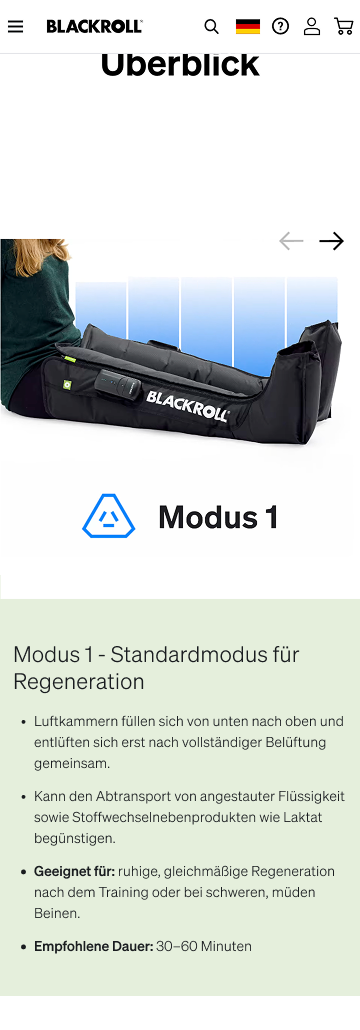 Blackroll Recovery Boots mode slider benefit-led variant