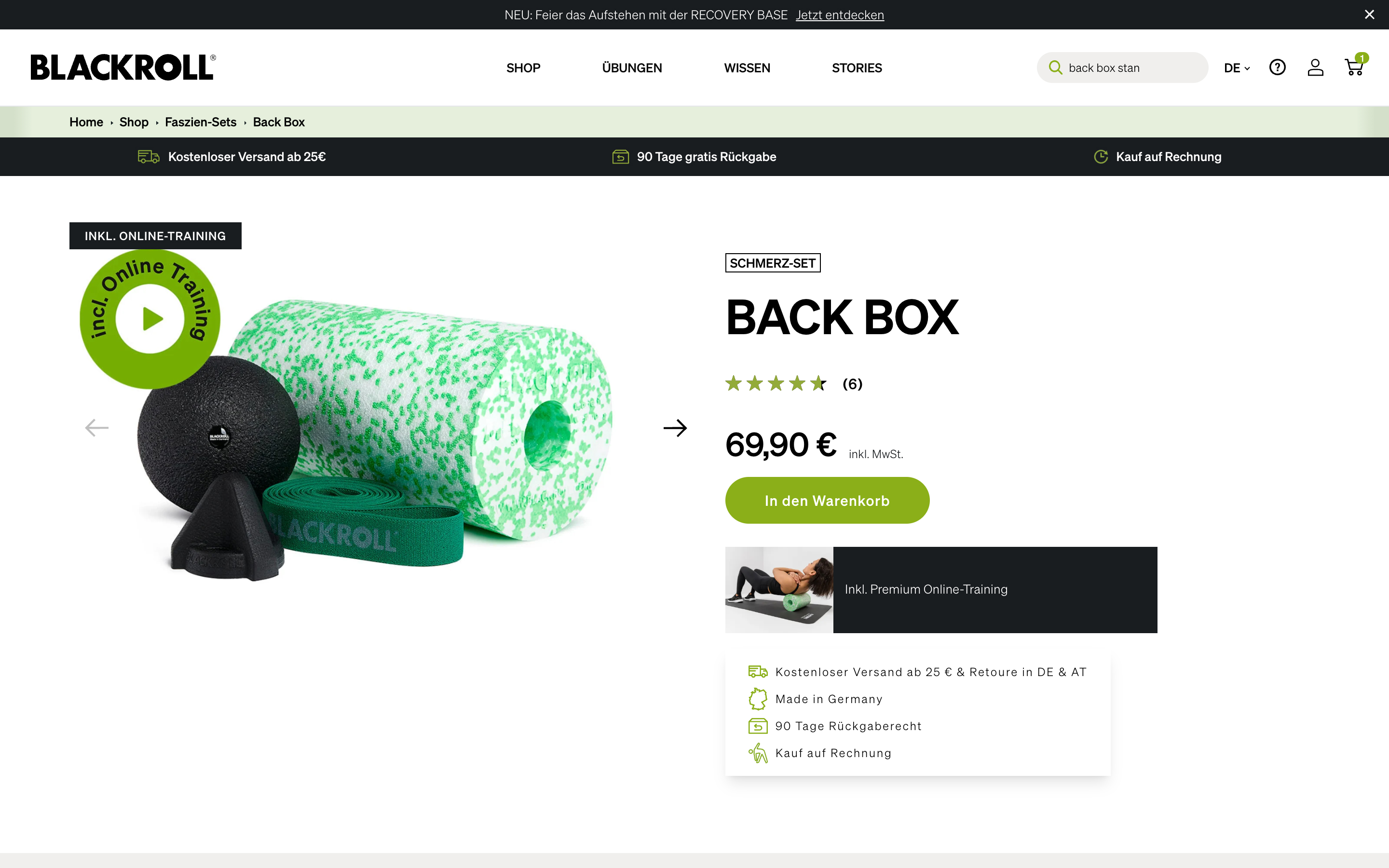 Blackroll PayPal Pay in 30 Days variant screenshot