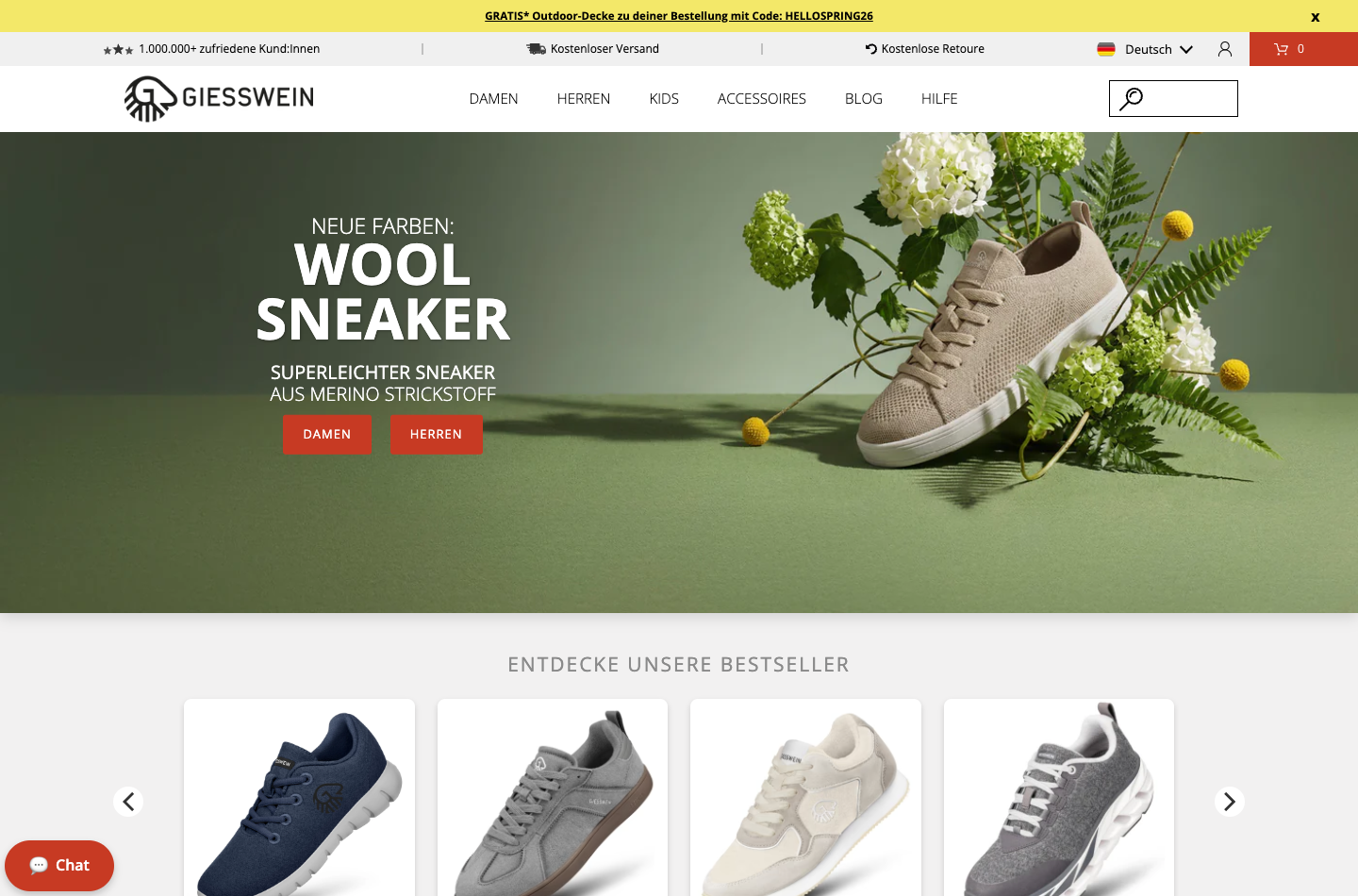 Current Giesswein homepage screenshot