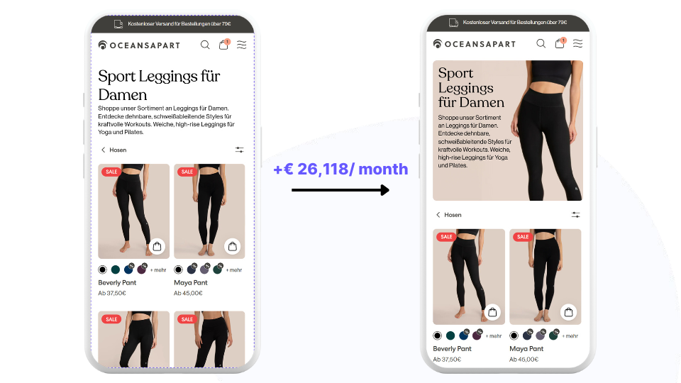 Oceansapart bestseller badge A/B test screenshot