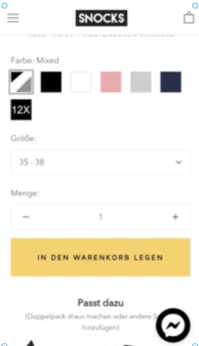SNOCKS product page in 2019
